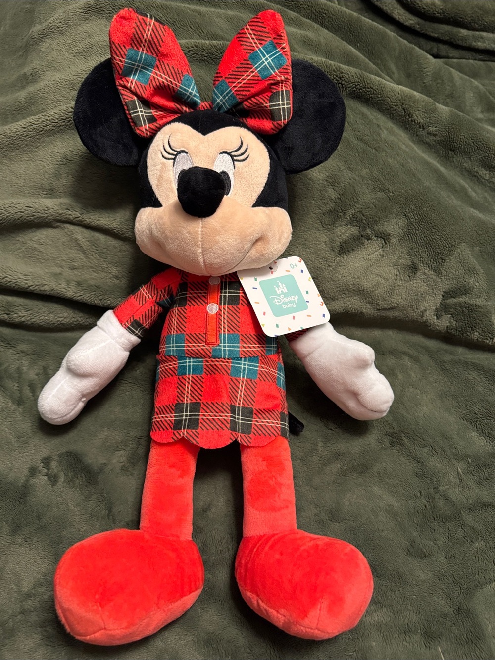 Disney Baby Minnie Mouse Plaid Bow and Dress Plush Stuffed Animal 16" Ages 0+